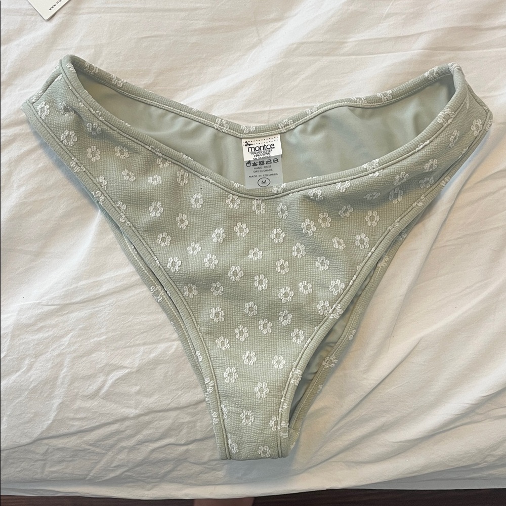 Montce Light Sage Floral Textured Bikini Bottom
